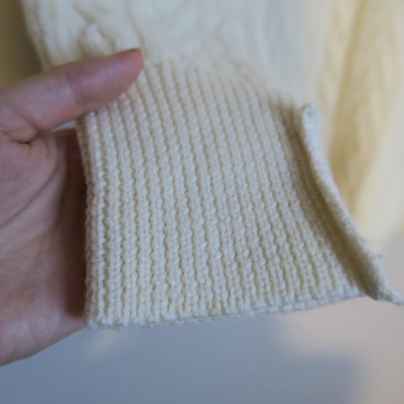 Vintage‎ Ann Taylor Cable Knit Wool Sweater Turtleneck Ivory Cream - Picture 9 of 12